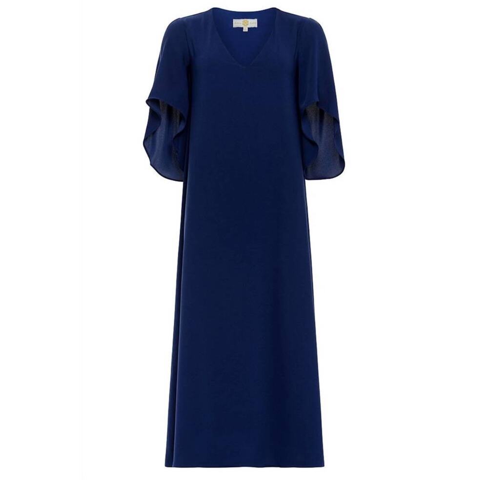 Anna Cate Meredith Maxi Dress Quiet Luxury Career Classic Navy Size XS‎